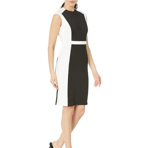 Slimming Design Color Block Calvin Klein Sheath Dress NWT - Picture 4 of 9